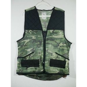 Vintage Sportflite Nylon Hunting Vest Size XL Green Camouflage Camo Made USA